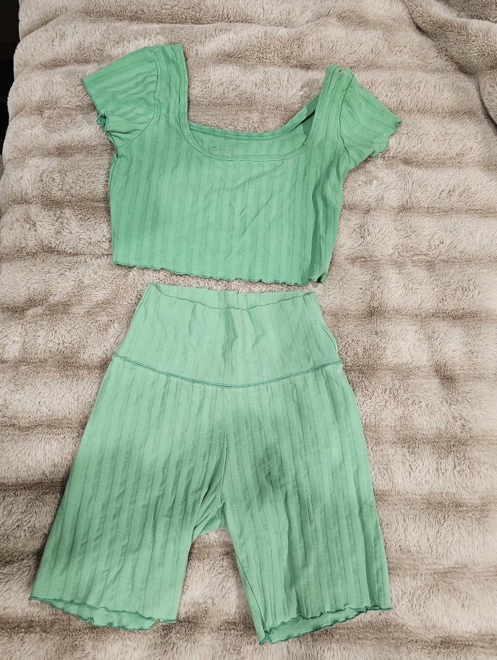aerie Mint Green Ribbed Two-Piece Set